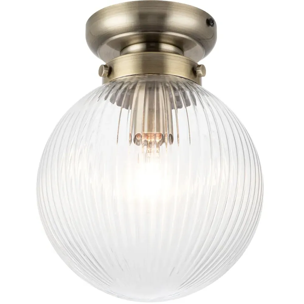 Finley Ribbed Glass Ceiling Light - Gold, Brushed Brass