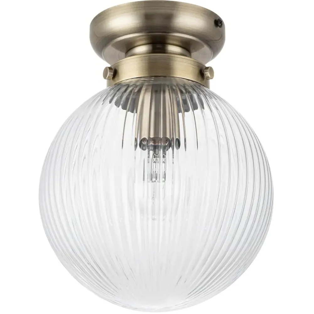 Finley Ribbed Glass Ceiling Light - Gold, Brushed Brass