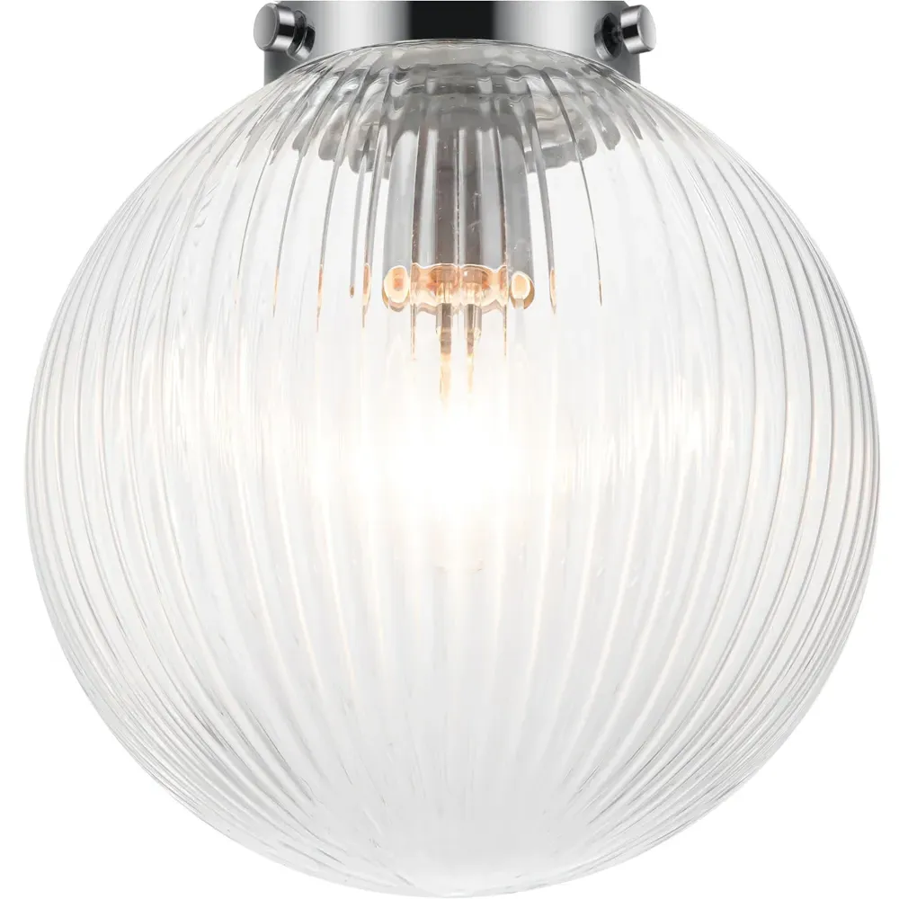 Finley Ribbed Glass Ceiling Light - Silver, Chrome