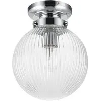 Finley Ribbed Glass Ceiling Light - Silver, Chrome