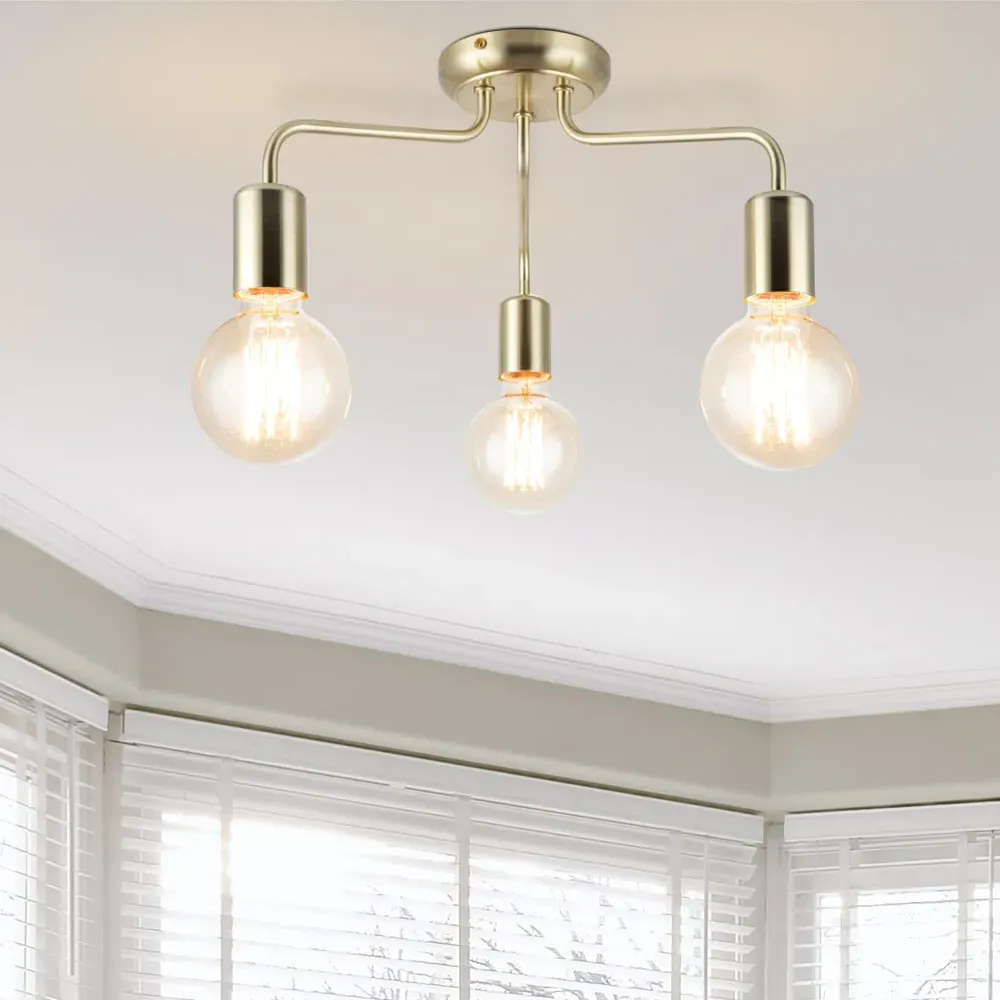 Fraser 3 Light Flush Ceiling Light - Brushed Brass