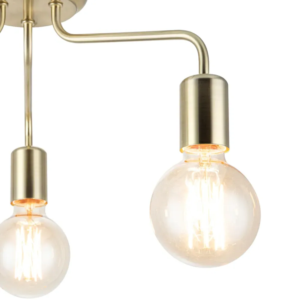 Fraser 3 Light Flush Ceiling Light - Brushed Brass