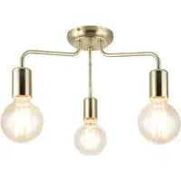 Fraser 3 Light Flush Ceiling Light - Brushed Brass