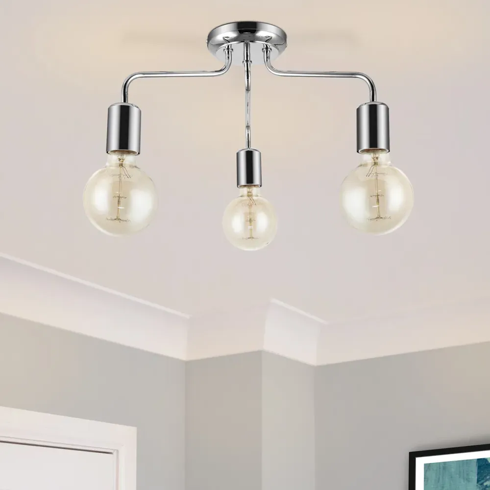 Fraser 3 Light Flush Ceiling Light - Chrome