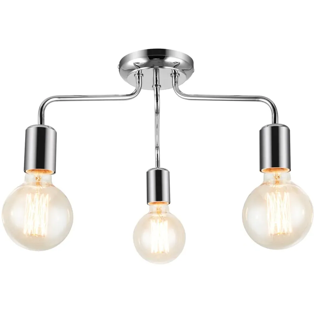 Fraser 3 Light Flush Ceiling Light - Chrome