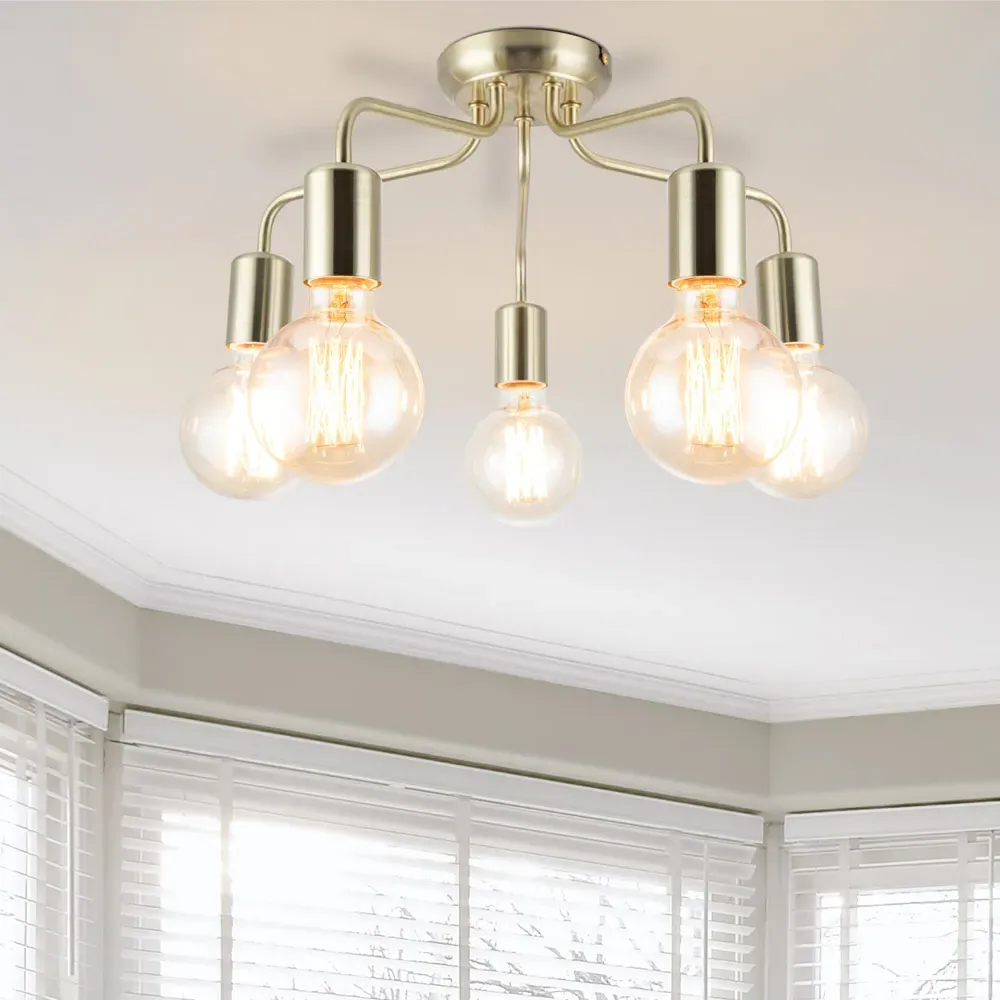 Fraser 5 Light Flush Ceiling Light - Brushed Brass