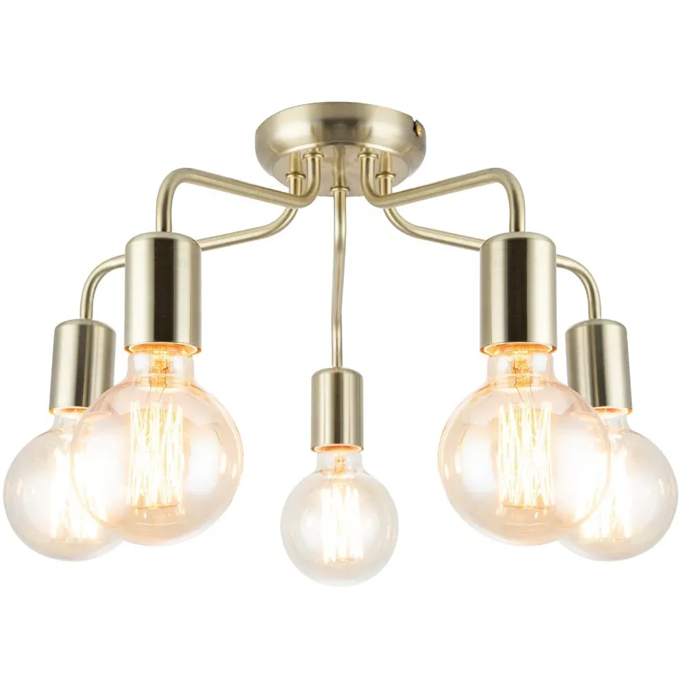 Fraser 5 Light Flush Ceiling Light - Brushed Brass