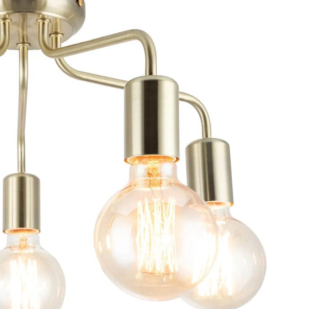 Fraser 5 Light Flush Ceiling Light - Brushed Brass