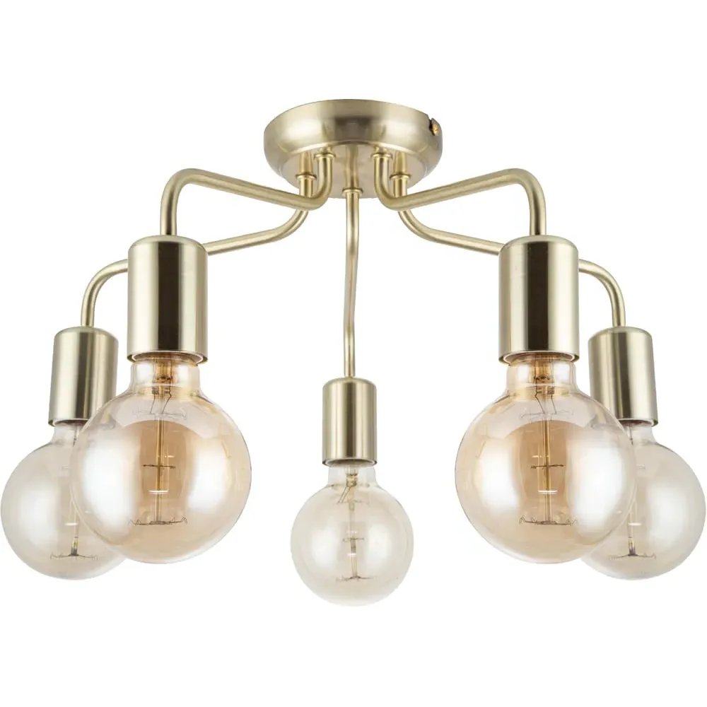 Fraser 5 Light Flush Ceiling Light - Brushed Brass