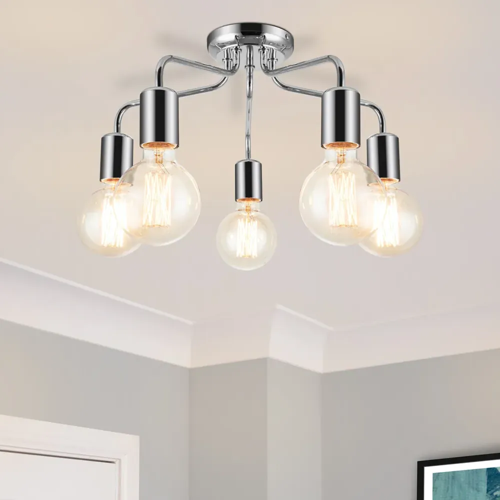 Fraser 5 Light Flush Ceiling Light - Chrome