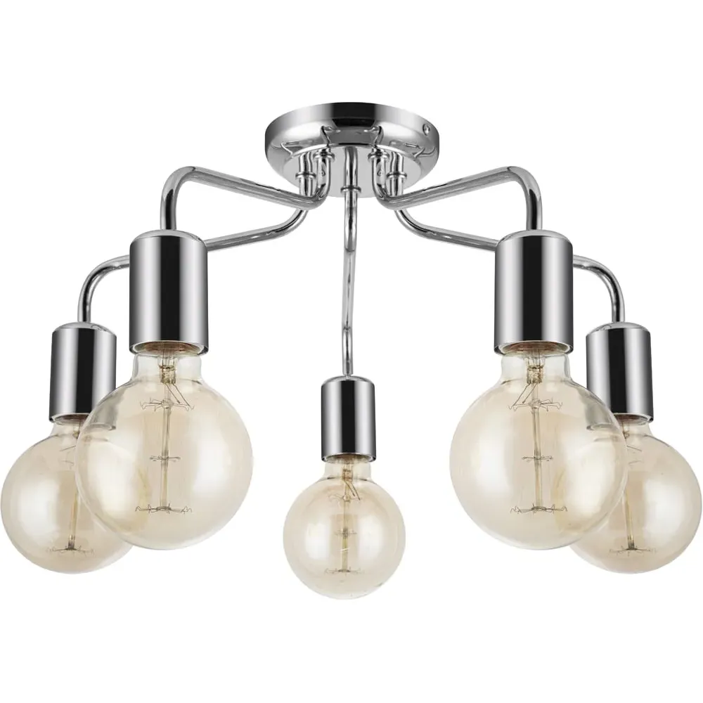 Fraser 5 Light Flush Ceiling Light - Chrome