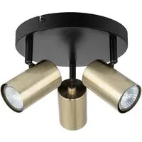 Grafton 3 Light Spotlight - Brushed Brass, Black