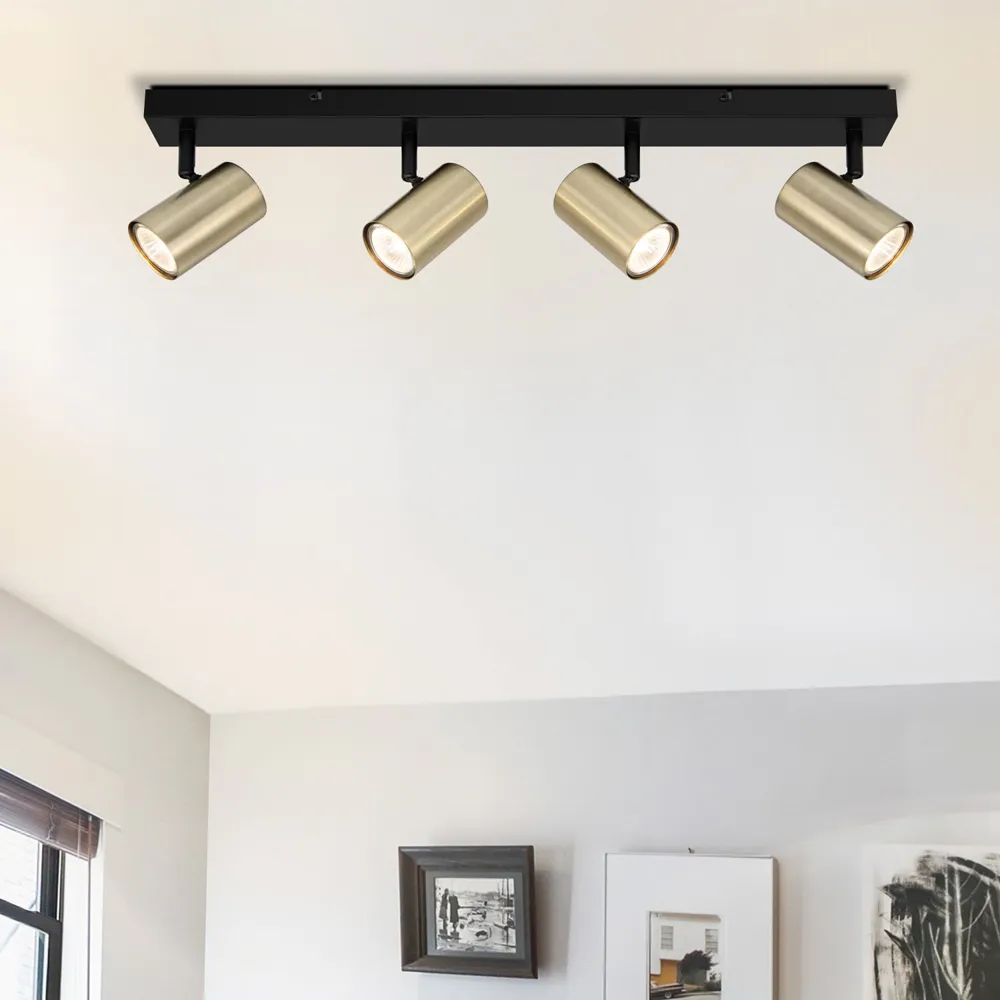 Grafton 4 Light Spotlight - Brushed Brass, Matt Black