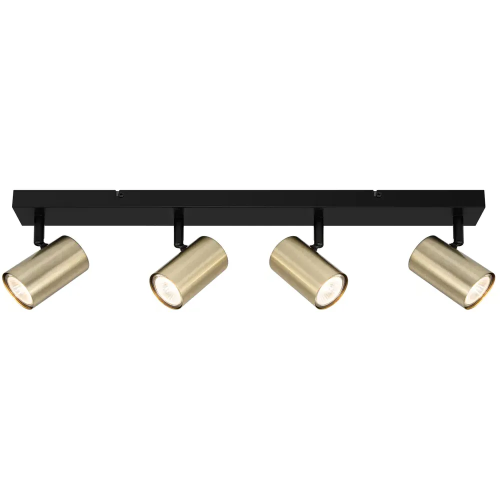 Grafton 4 Light Spotlight - Brushed Brass, Matt Black