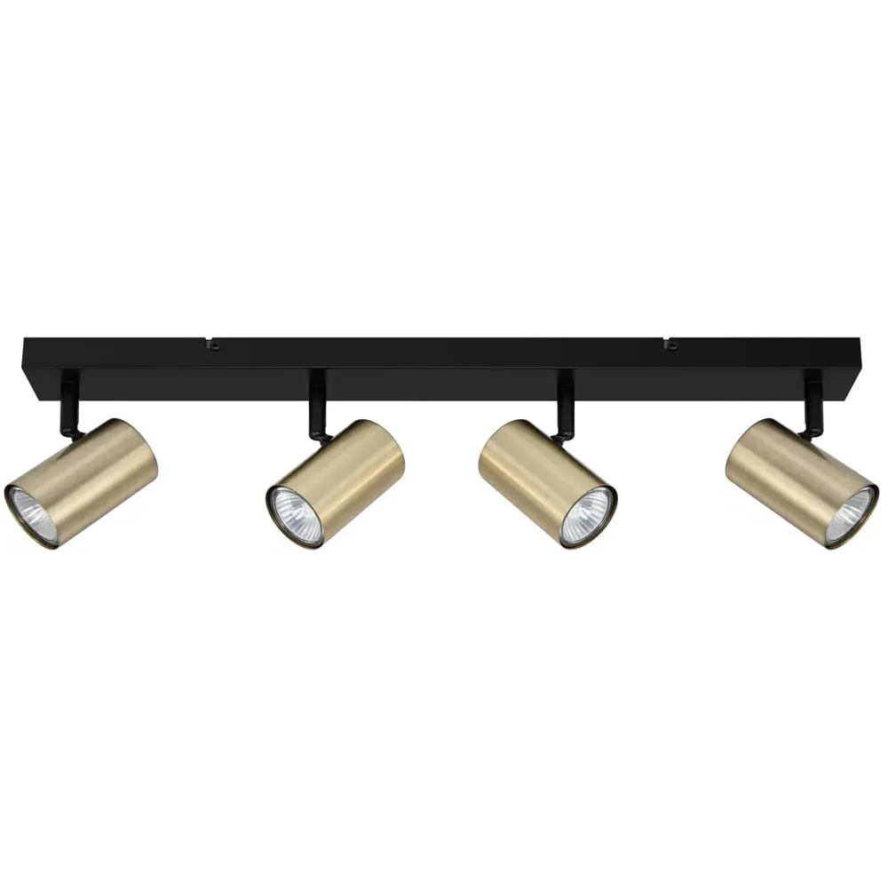 Grafton 4 Light Spotlight - Brushed Brass, Matt Black image
