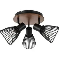 Hadley 3 Light Wire Shade Spotlight - Black, Wood