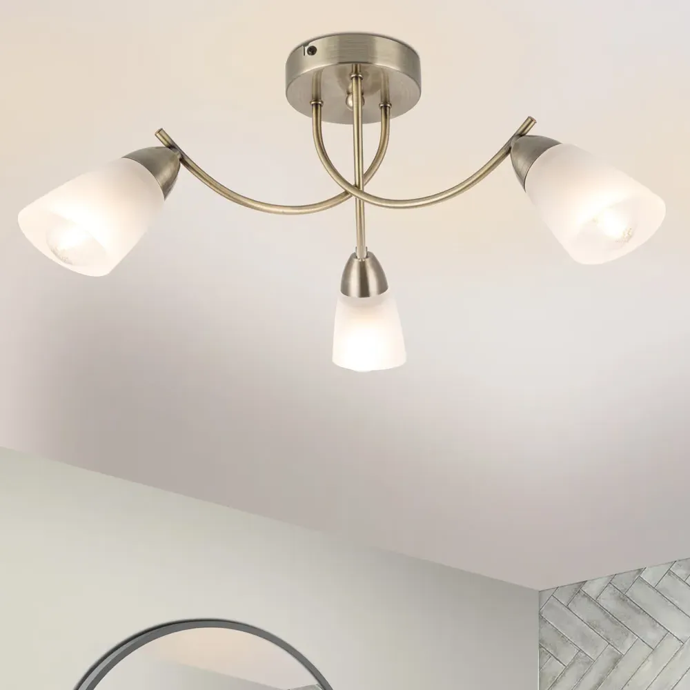 Hallie 3 Light Ceiling Light - Gold, Glass