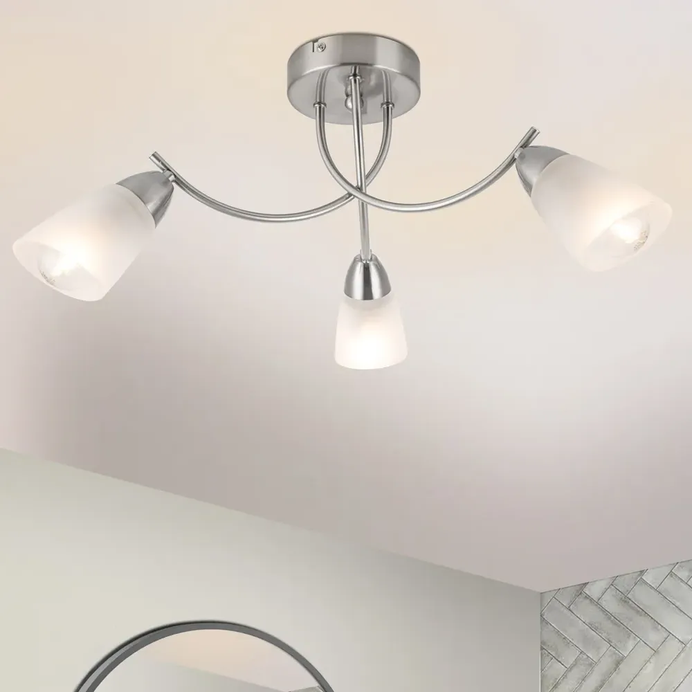 Hallie 3 Light Ceiling Light - Silver, Glass