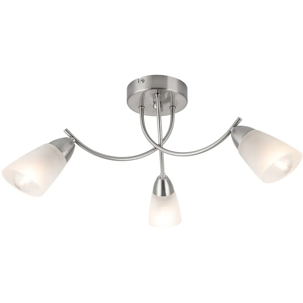Hallie 3 Light Ceiling Light - Silver, Glass