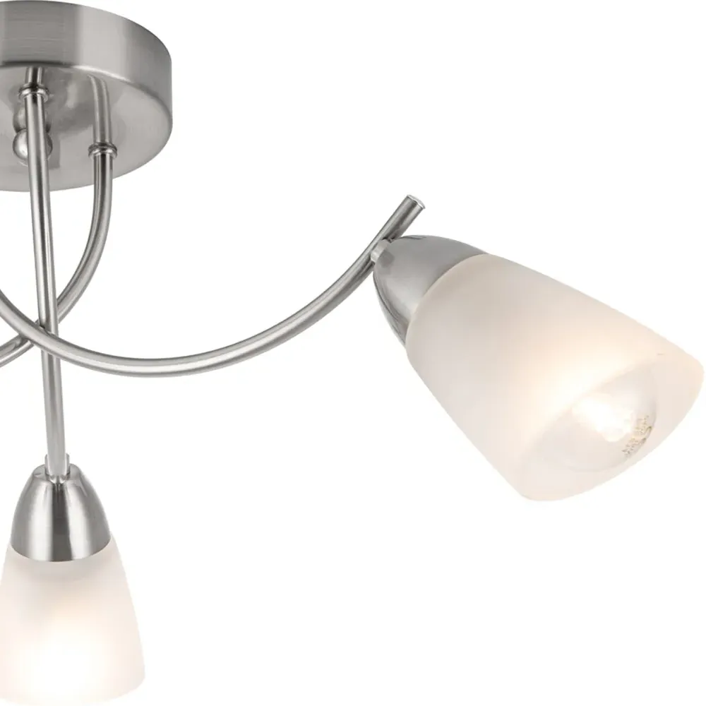 Hallie 3 Light Ceiling Light - Silver, Glass
