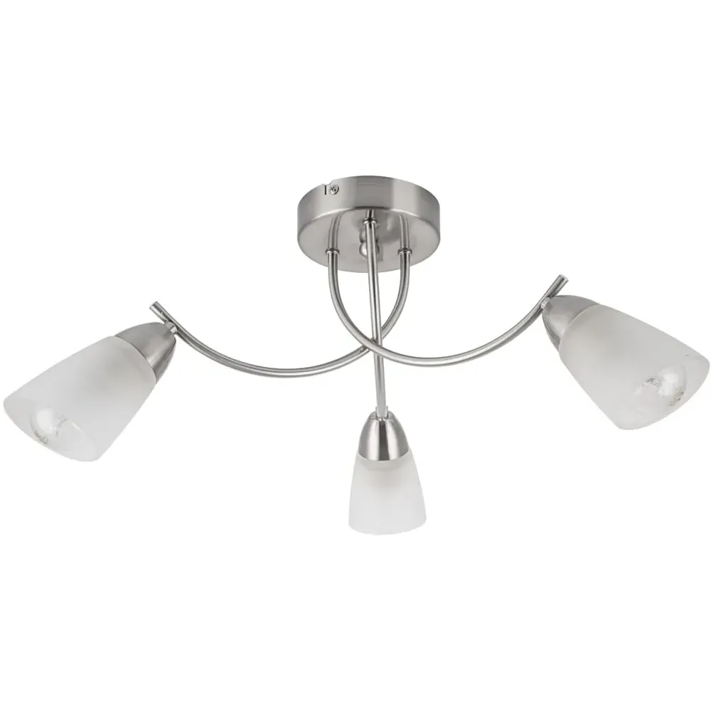 Hallie 3 Light Ceiling Light - Silver, Glass