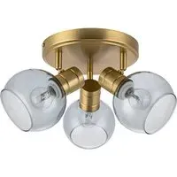 Hilston 3 Light Smoky Glass Spotlight - Gold, Metal