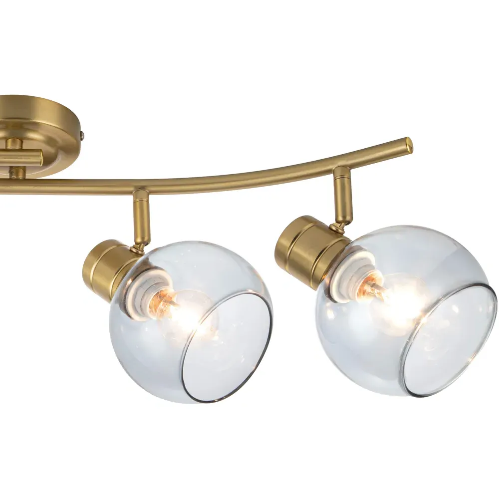 Hilston 4 Light Wavy Bar Smoky Glass Spotlight - Gold, Metal