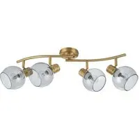 Hilston 4 Light Wavy Bar Smoky Glass Spotlight - Gold, Metal