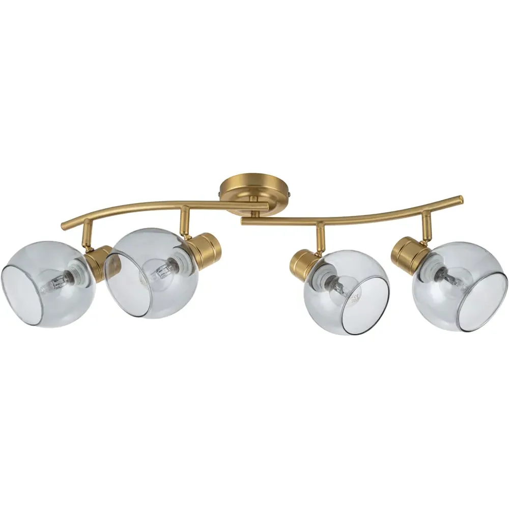 Hilston 4 Light Wavy Bar Smoky Glass Spotlight - Gold, Metal