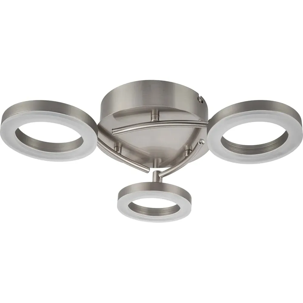 Juni 3 Ring LED Flush Ceiling Light - Silver, Matt Nickel image