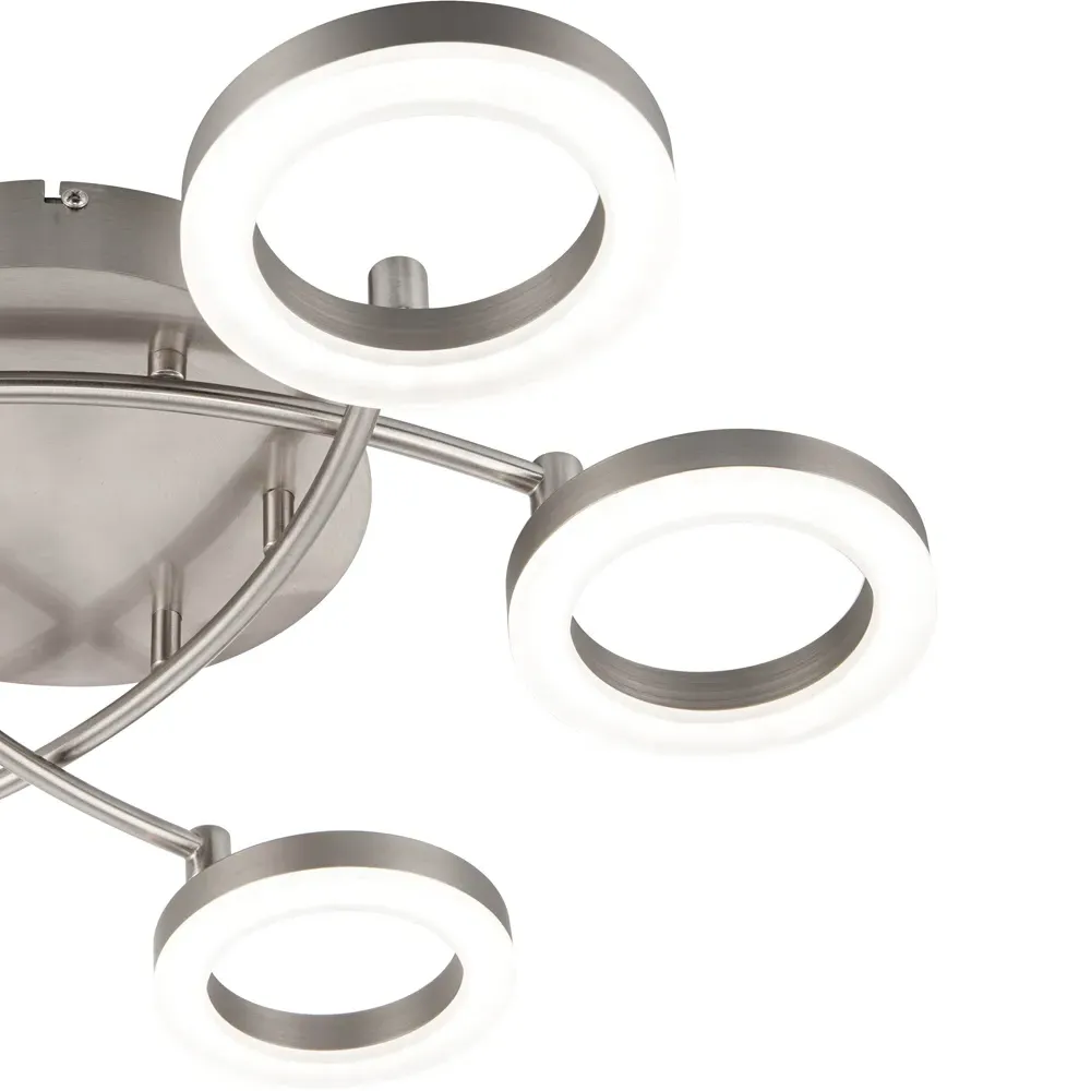 Juni 6 Ring LED Flush Ceiling Light - Silver, Matt Nickel