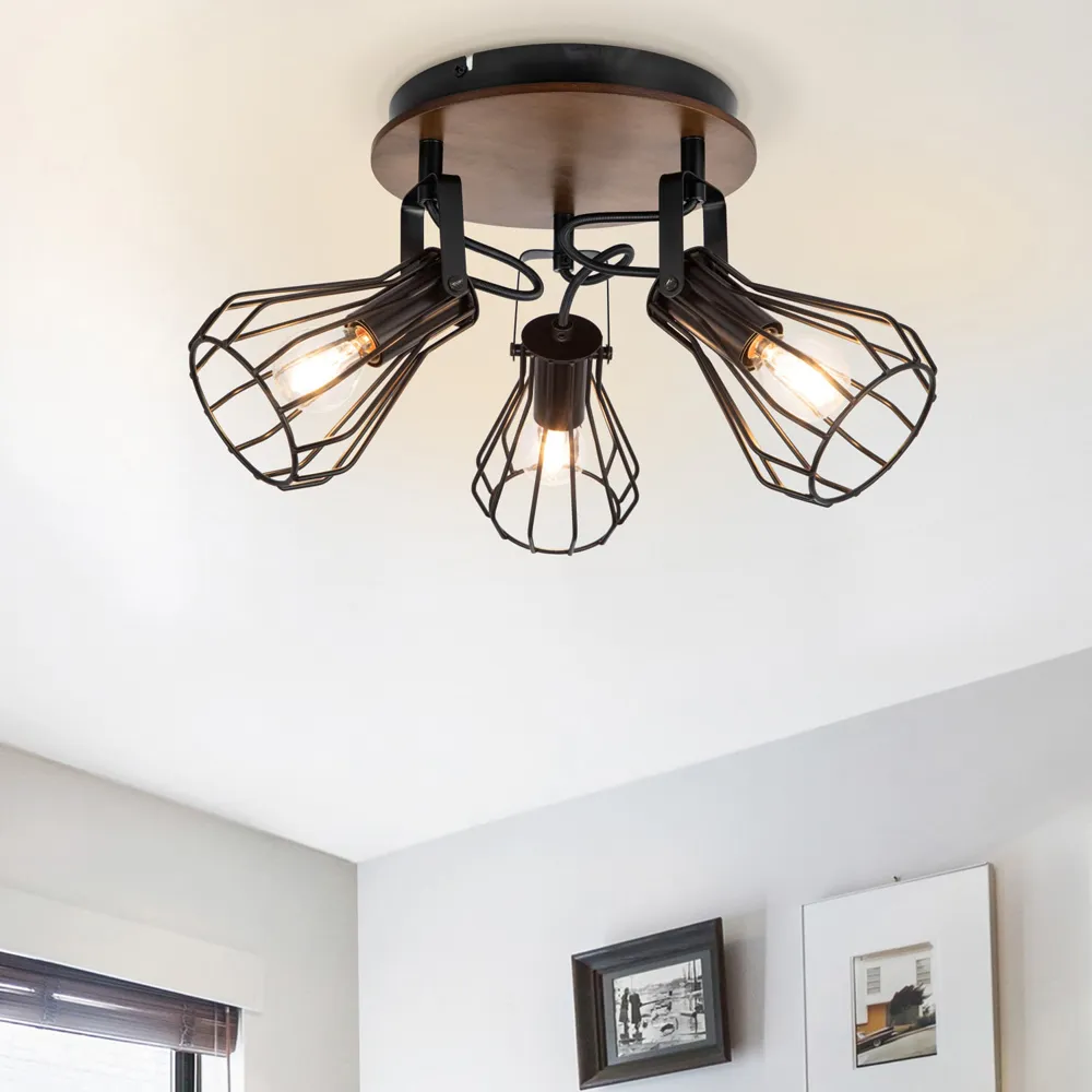 Kandan 3 Light Wire Shade Spotlight - Matt Black