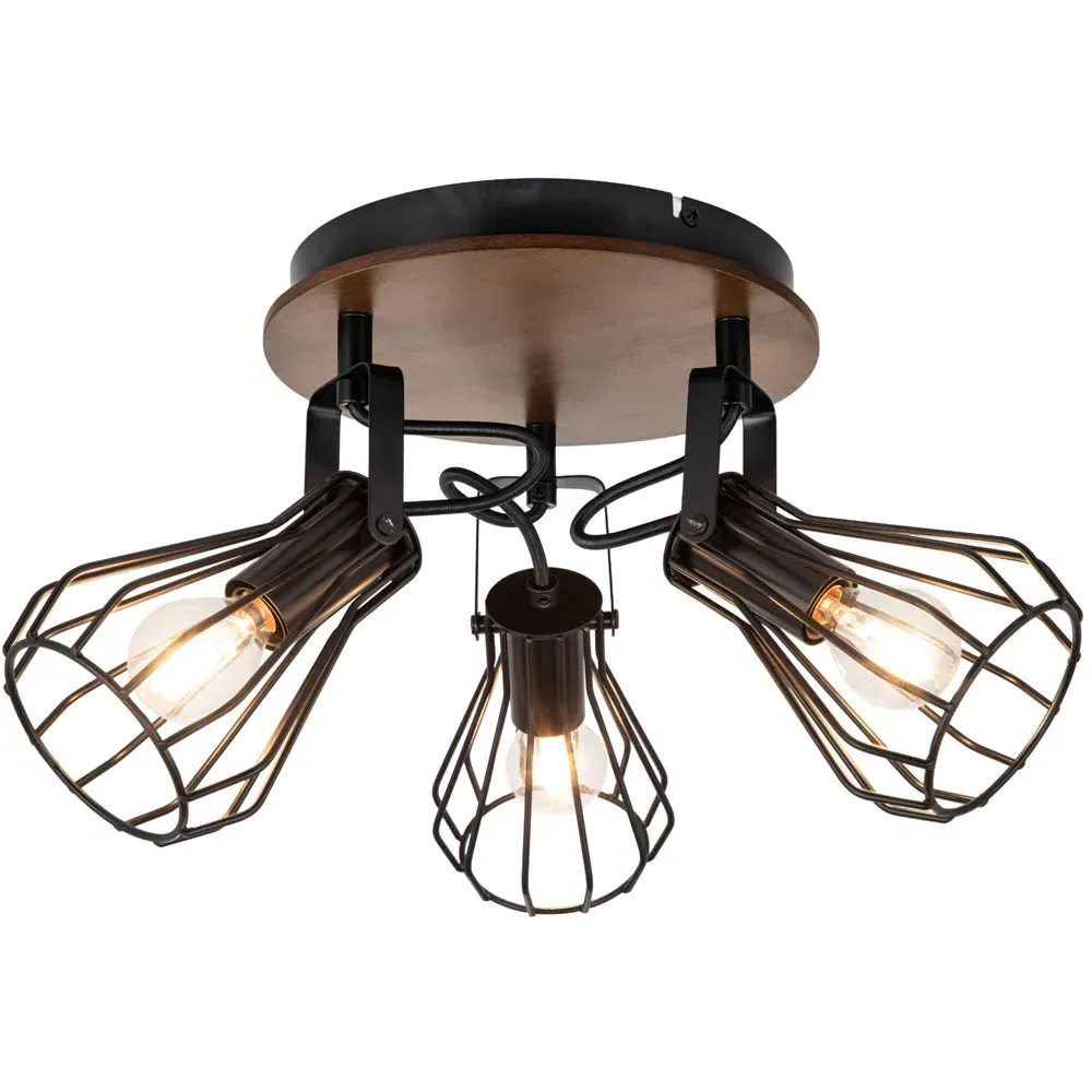 Kandan 3 Light Wire Shade Spotlight - Matt Black