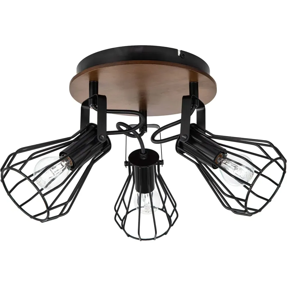 Kandan 3 Light Wire Shade Spotlight - Matt Black