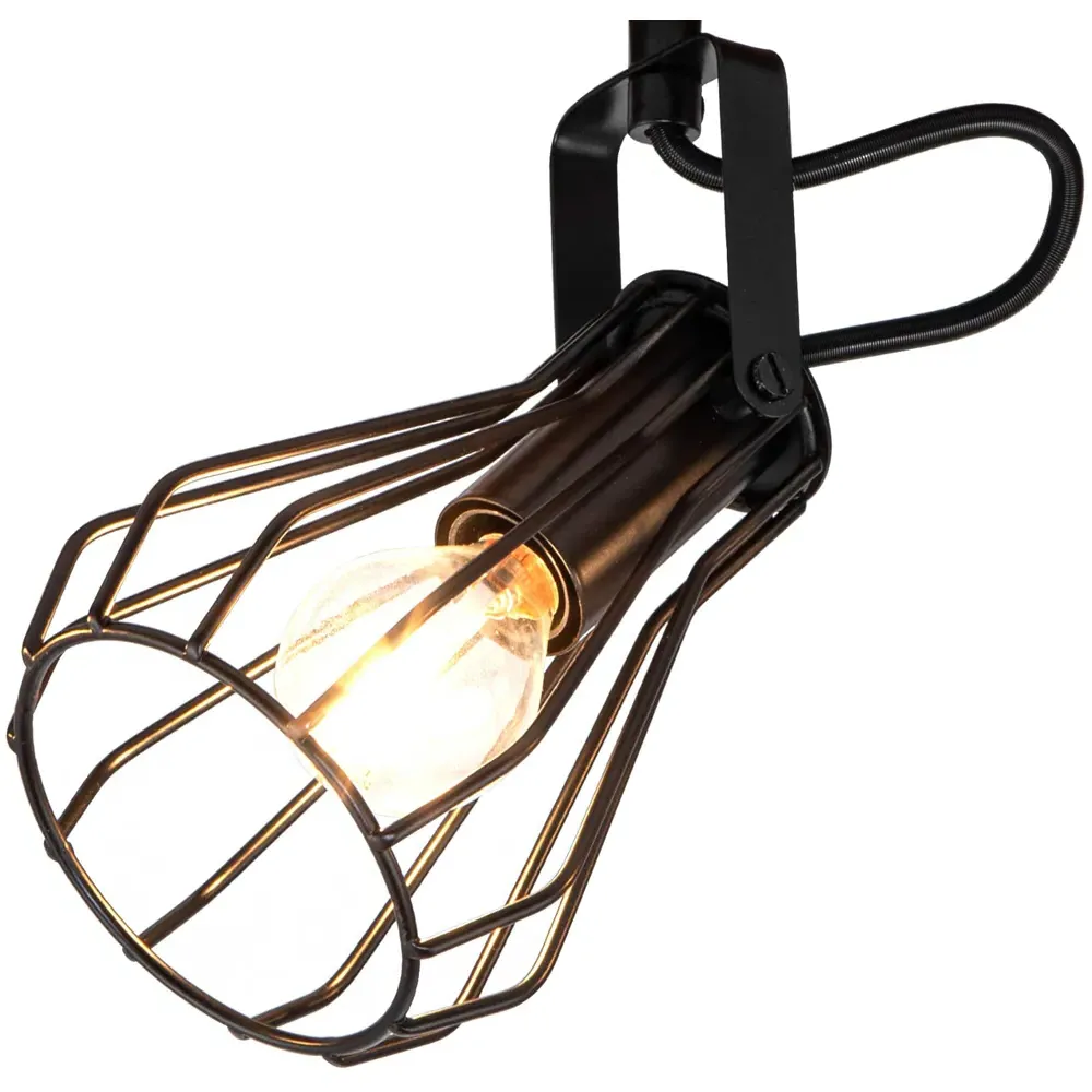 Kendan 3 Light Wire Shade Spotlight - Matt Black, Wood