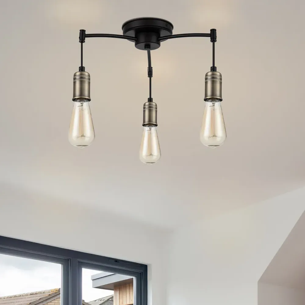 Linton 3 Light Ceiling Light - Matt Antique Brass