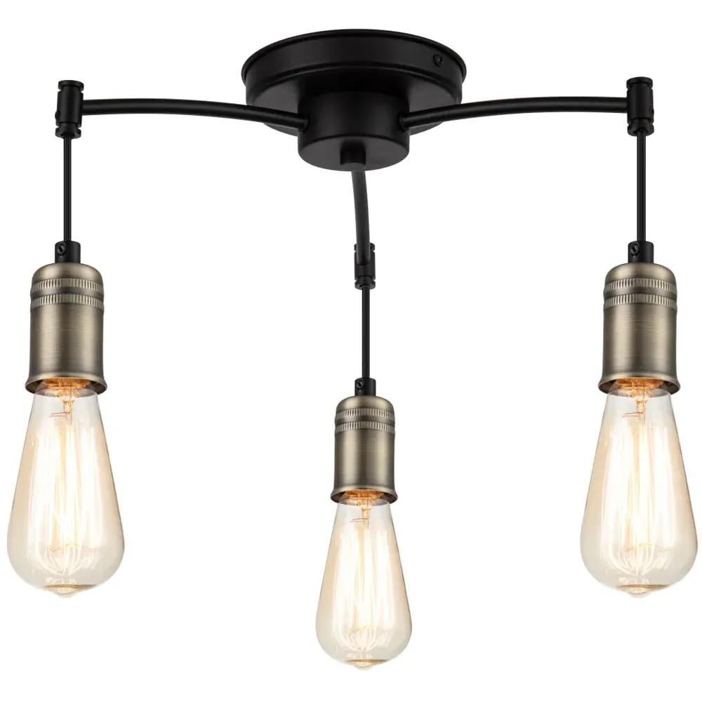 Linton 3 Light Ceiling Light - Matt Antique Brass