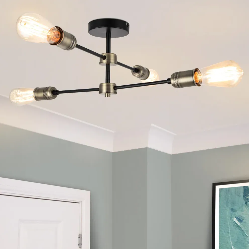 Linton 4 Light Ceiling Light - Matt Antique Brass