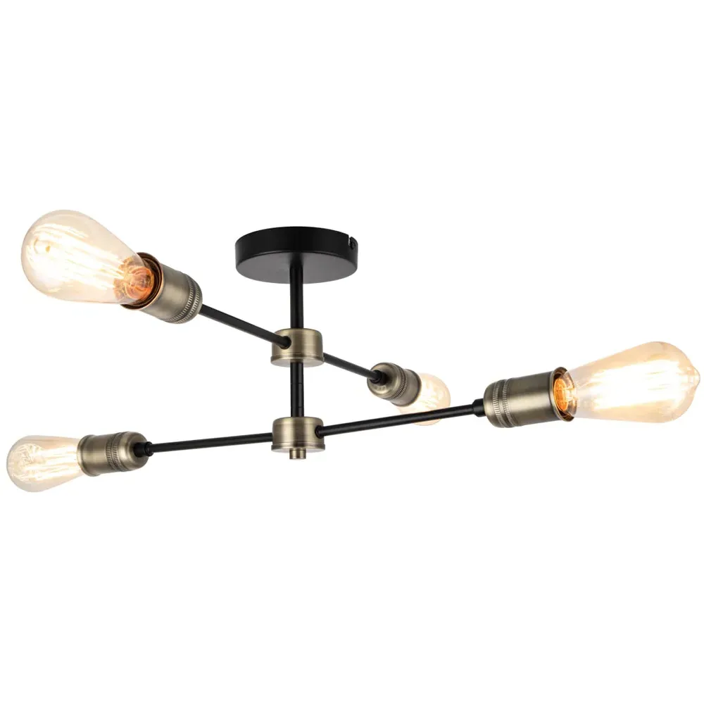 Linton 4 Light Ceiling Light - Matt Antique Brass