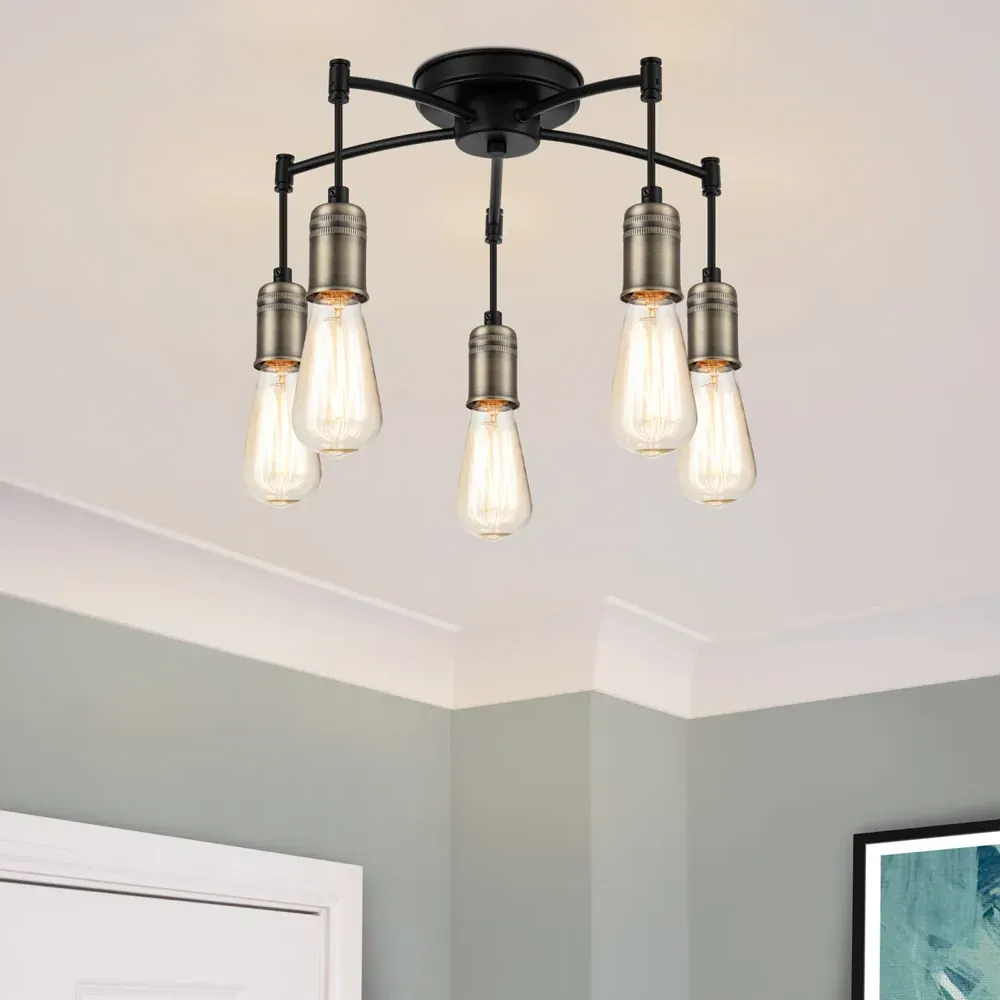 Linton 5 Light Ceiling Light - Matt Antique Brass