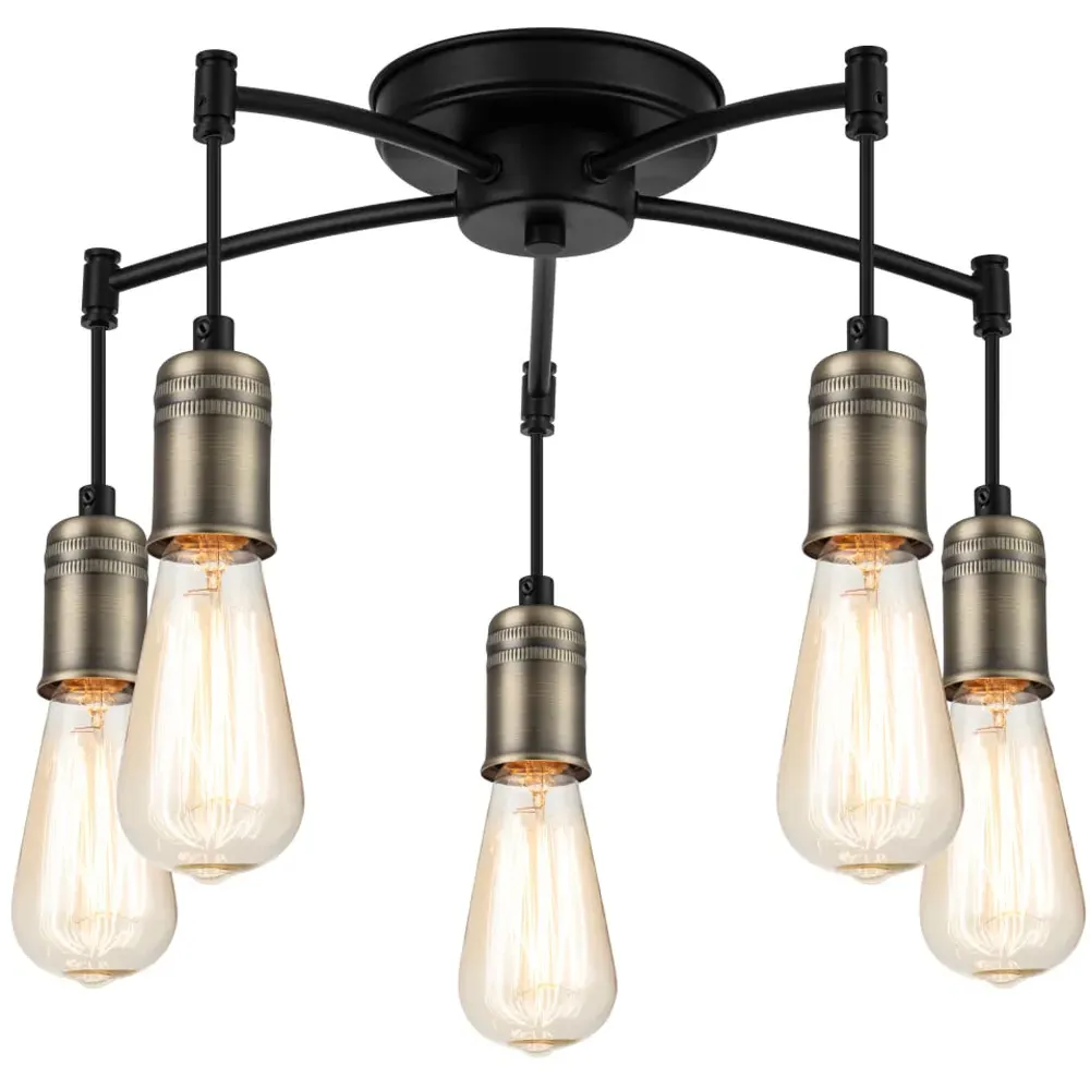 Linton 5 Light Ceiling Light - Matt Antique Brass