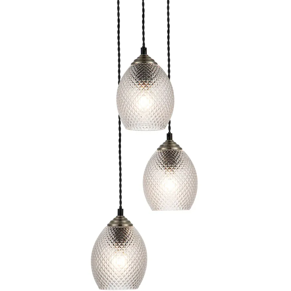 Lorne 3 Light Cluster Pendant Light - Black, Glass
