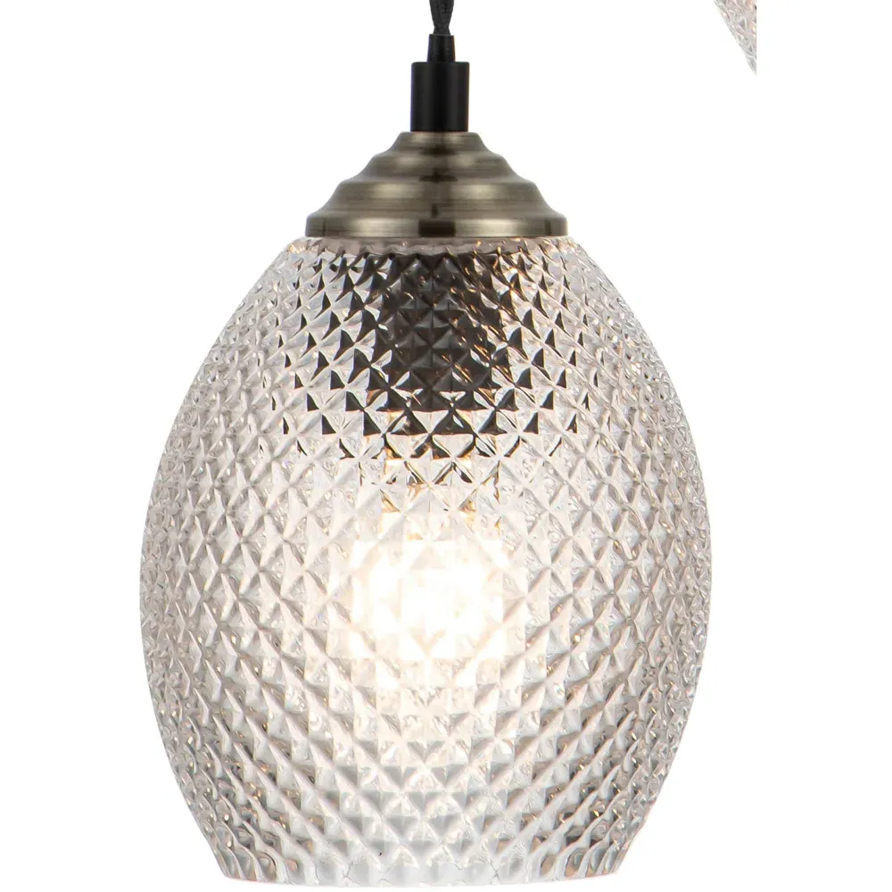 Lorne 3 Light Cluster Pendant Light - Black, Glass