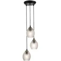 Lorne 3 Light Cluster Pendant Light - Black, Glass