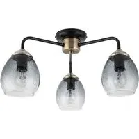 Malanda 3 Light Ceiling Light - Black, Smoky Glass