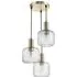 Maple 3 Light Cluster Pendant Light - Gold, Ribbed Glass
