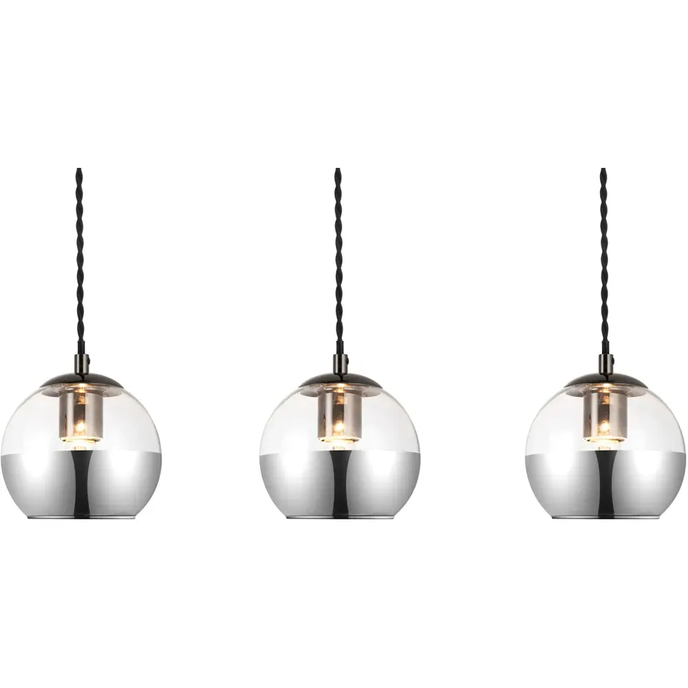 Marlo 3 Light Bar Pendant Light - Black, Smoky Glass