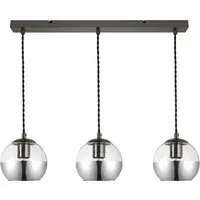 Marlo 3 Light Bar Pendant Light - Black, Smoky Glass