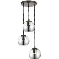 Marlo 3 Light Cluster Pendant Light - Black, Smoky Glass