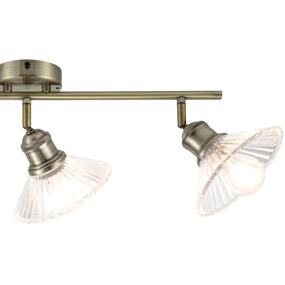 Milan 3 Light Ribbed Glass Spotlight - Gold